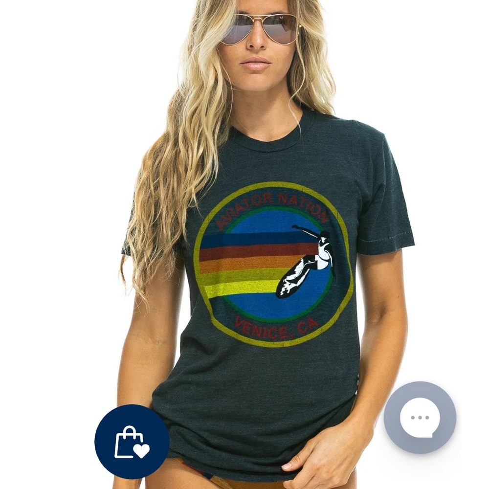Aviator Nation SIGNATURE VENICE TEE - CHARCOAL